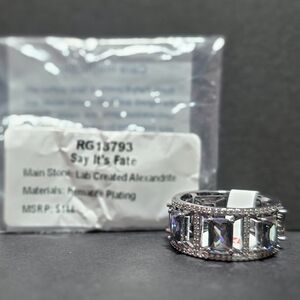 Silver Ring with Lab Created Alexandrite